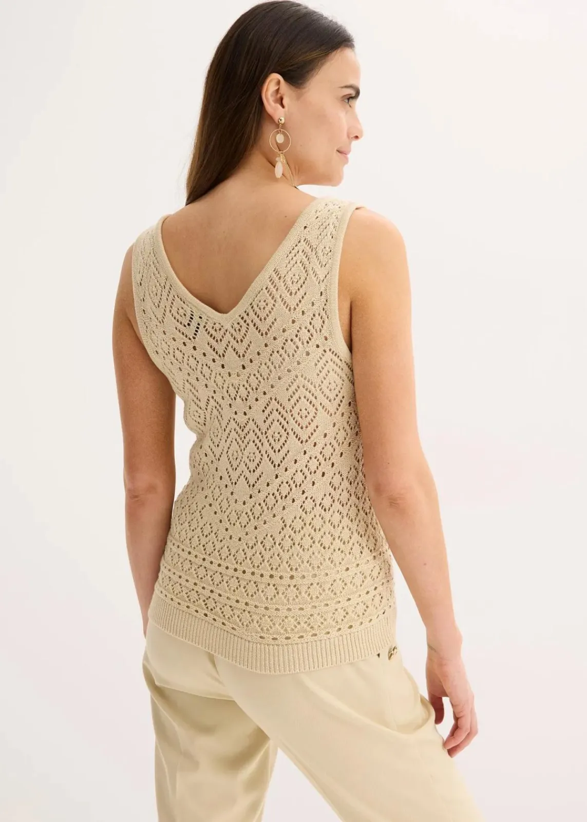 bonprix Bekleidung·Umstandsmode|Strickmode^Ajour Stricktop mit Baumwollanteil hellsand