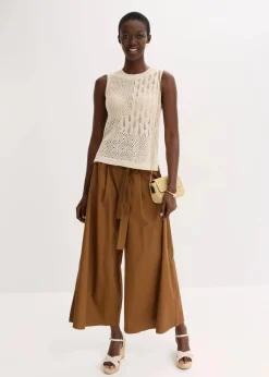 bonprix Bekleidung·Umstandsmode|Strickmode^Ajour Stricktop mit metallisierenden Fasern naturbeige/metallic gold