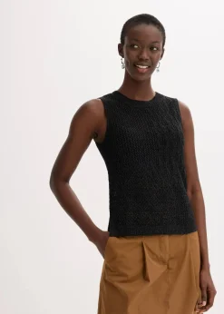 bonprix Bekleidung·Umstandsmode|Strickmode^Ajour Stricktop mit metallisierenden Fasern schwarz/anthrazit