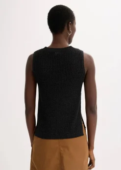 bonprix Bekleidung·Umstandsmode|Strickmode^Ajour Stricktop mit metallisierenden Fasern schwarz/anthrazit