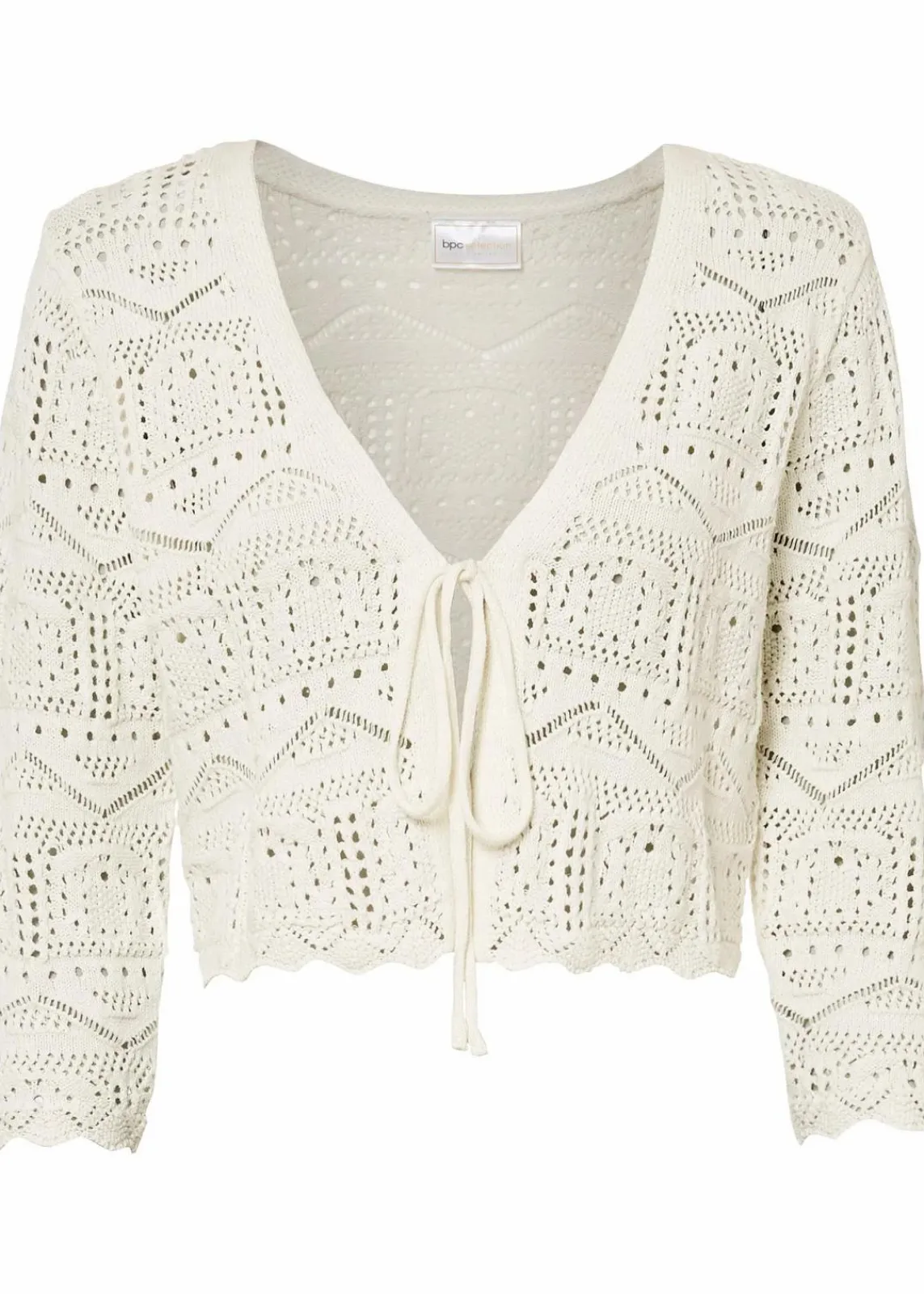 bonprix Pullover & Strickjacken|Bekleidung·Jeans^Ajour-Bolero weiß