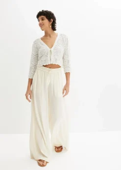 bonprix Pullover & Strickjacken|Bekleidung·Jeans^Ajour-Bolero weiß