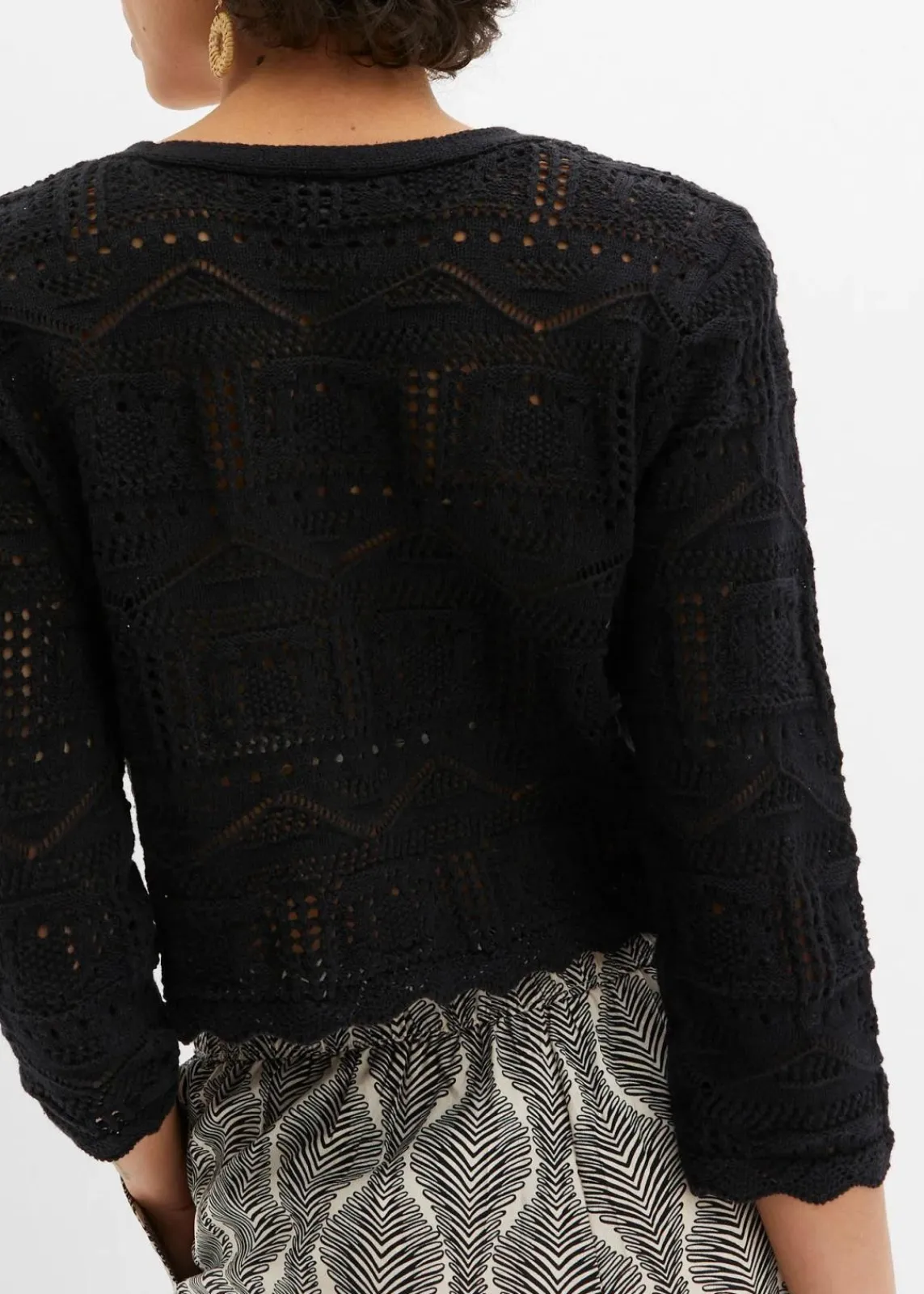 bonprix Pullover & Strickjacken|Bekleidung·Jeans^Ajour-Bolero schwarz