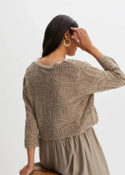 bonprix Bekleidung·Umstandsmode|Strickmode^Ajour-Bolero taupe