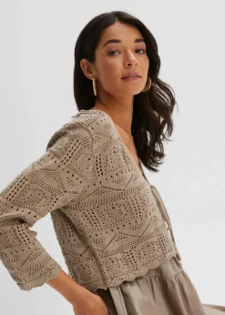 bonprix Bekleidung·Umstandsmode|Strickmode^Ajour-Bolero taupe