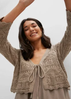 bonprix Bekleidung·Umstandsmode|Strickmode^Ajour-Bolero taupe