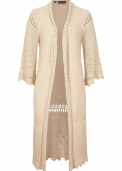 bonprix Bekleidung·Umstandsmode|Bekleidung·Jeans^Ajour-Longstrickjacke beige