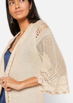 bonprix Bekleidung·Umstandsmode|Bekleidung·Jeans^Ajour-Longstrickjacke beige