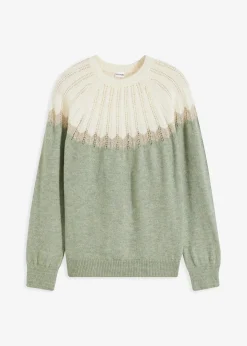bonprix Bekleidung·Umstandsmode|Bekleidung·Jeans^Ajour-Pullover mint