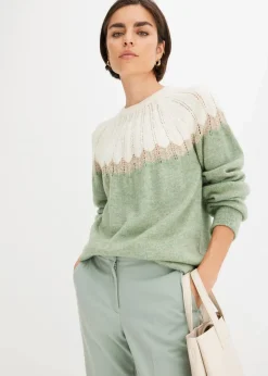 bonprix Bekleidung·Umstandsmode|Bekleidung·Jeans^Ajour-Pullover mint