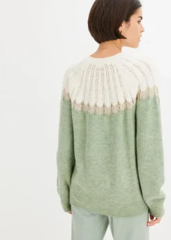bonprix Bekleidung·Umstandsmode|Bekleidung·Jeans^Ajour-Pullover mint