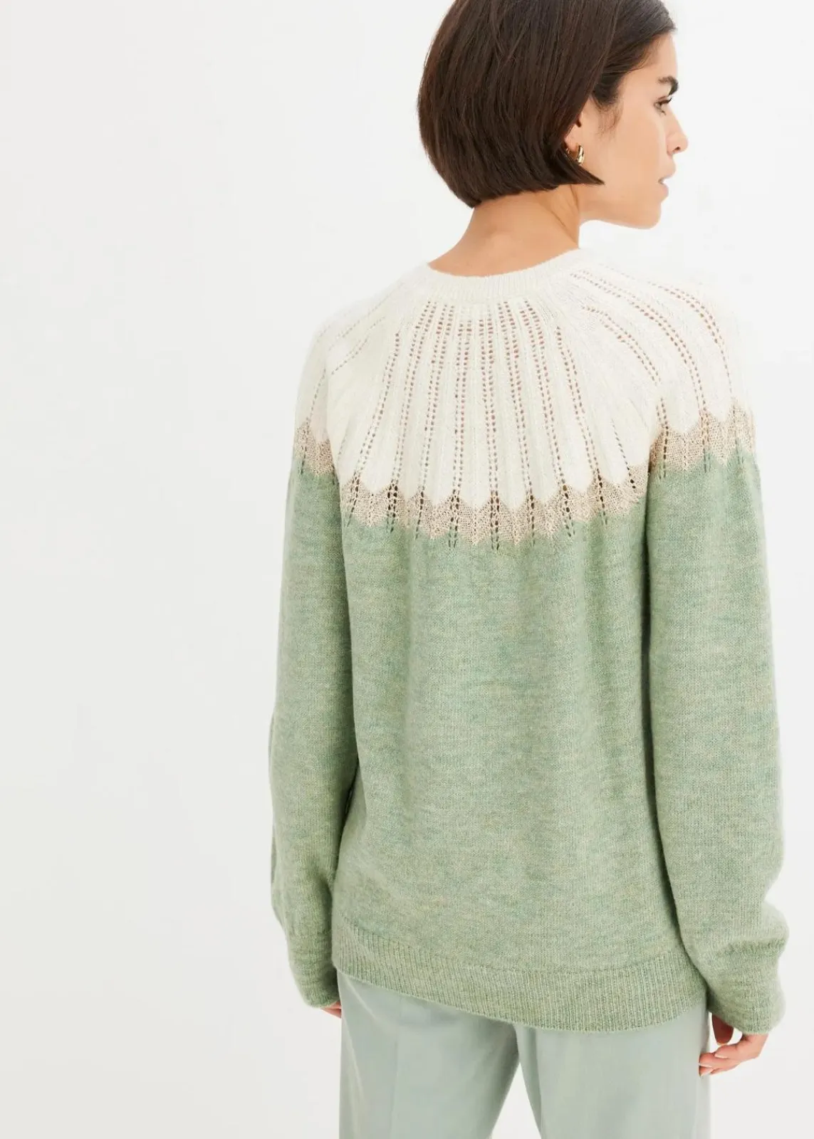 bonprix Bekleidung·Umstandsmode|Bekleidung·Jeans^Ajour-Pullover mint
