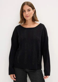 bonprix Bekleidung·Umstandsmode|Bekleidung·Jeans^Ajour-Pullover schwarz