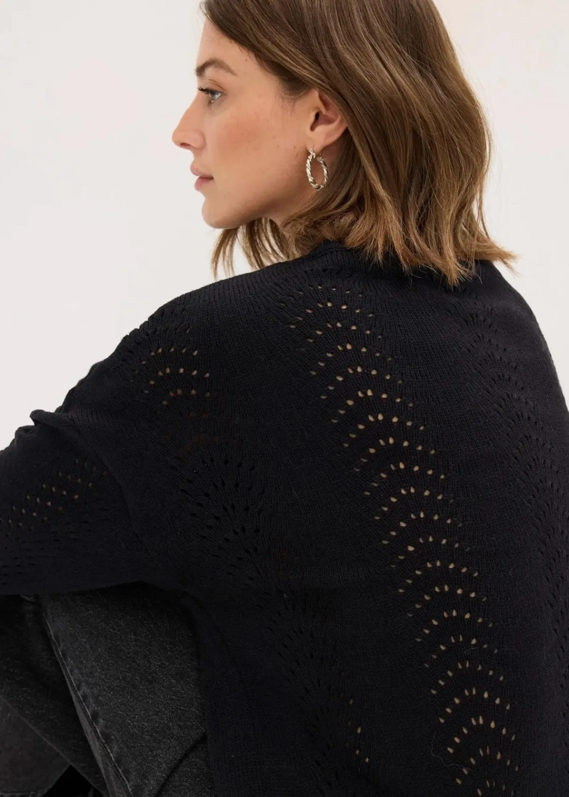 bonprix Bekleidung·Umstandsmode|Bekleidung·Jeans^Ajour-Pullover schwarz