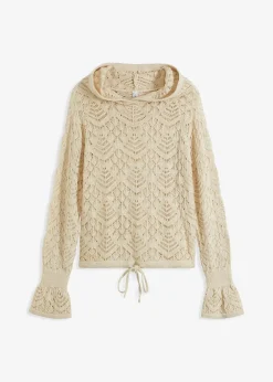 bonprix Strickmode|Pullover & Strickjacken^Ajour-Pullover kieselbeige