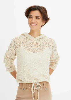 bonprix Strickmode|Pullover & Strickjacken^Ajour-Pullover kieselbeige