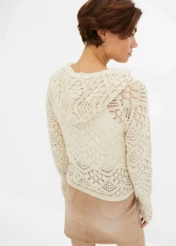 bonprix Strickmode|Pullover & Strickjacken^Ajour-Pullover kieselbeige