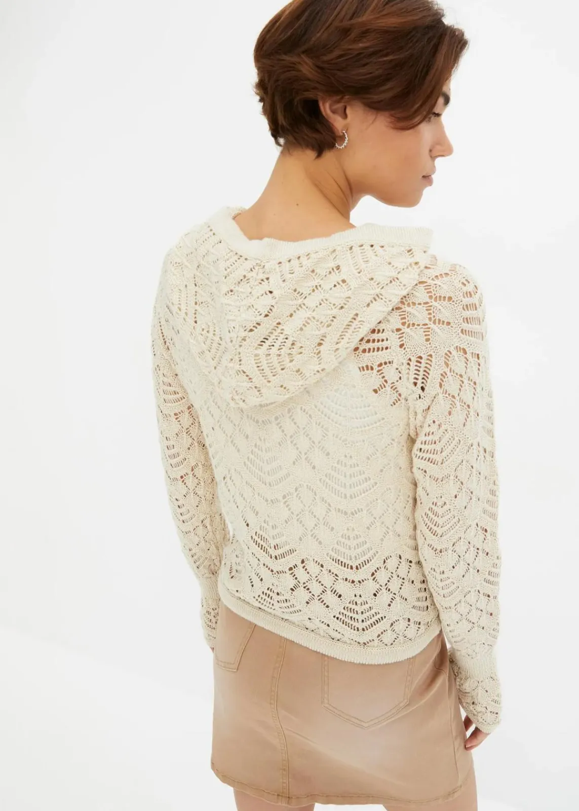 bonprix Strickmode|Pullover & Strickjacken^Ajour-Pullover kieselbeige