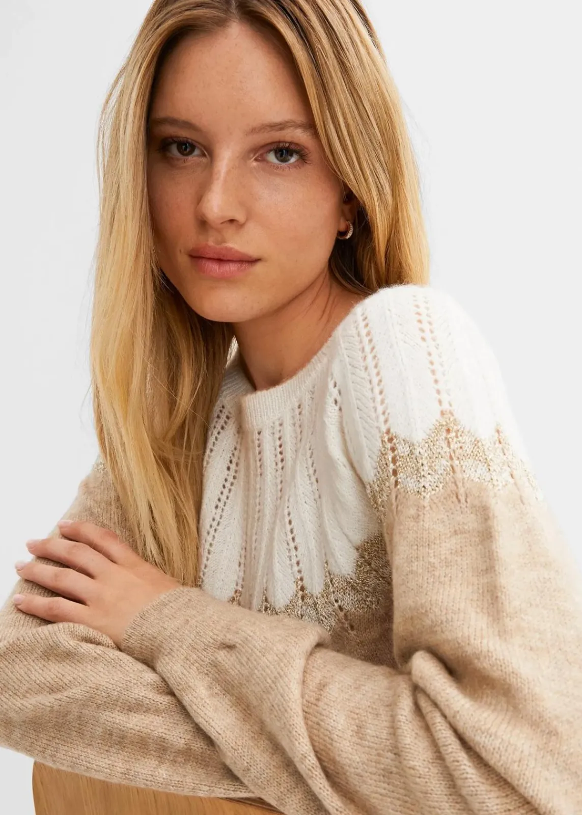 bonprix Pullover & Strickjacken|Strickmode^Ajour-Pullover beige
