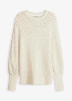 bonprix Bekleidung·Umstandsmode|Bekleidung·Jeans^Ajour-Pullover natur meliert