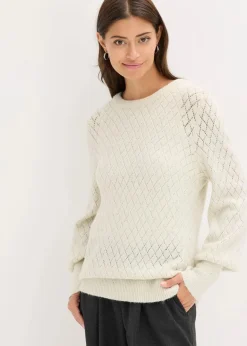 bonprix Bekleidung·Umstandsmode|Bekleidung·Jeans^Ajour-Pullover natur meliert