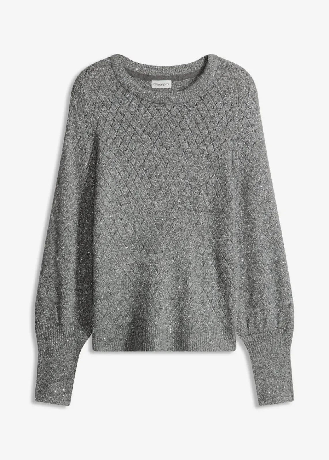 bonprix Pullover & Strickjacken|Strickmode^Ajour-Pullover anthrazit meliert