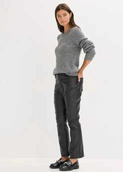 bonprix Pullover & Strickjacken|Strickmode^Ajour-Pullover anthrazit meliert