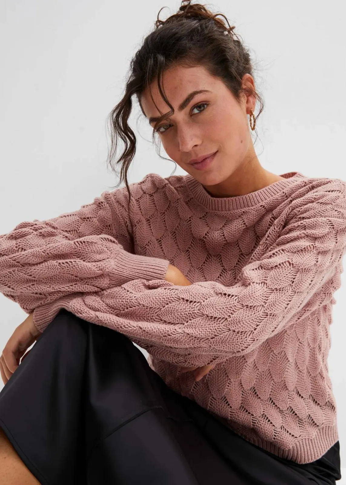 bonprix Bekleidung·Umstandsmode|Strickmode^Ajour-Pullover rosenholz