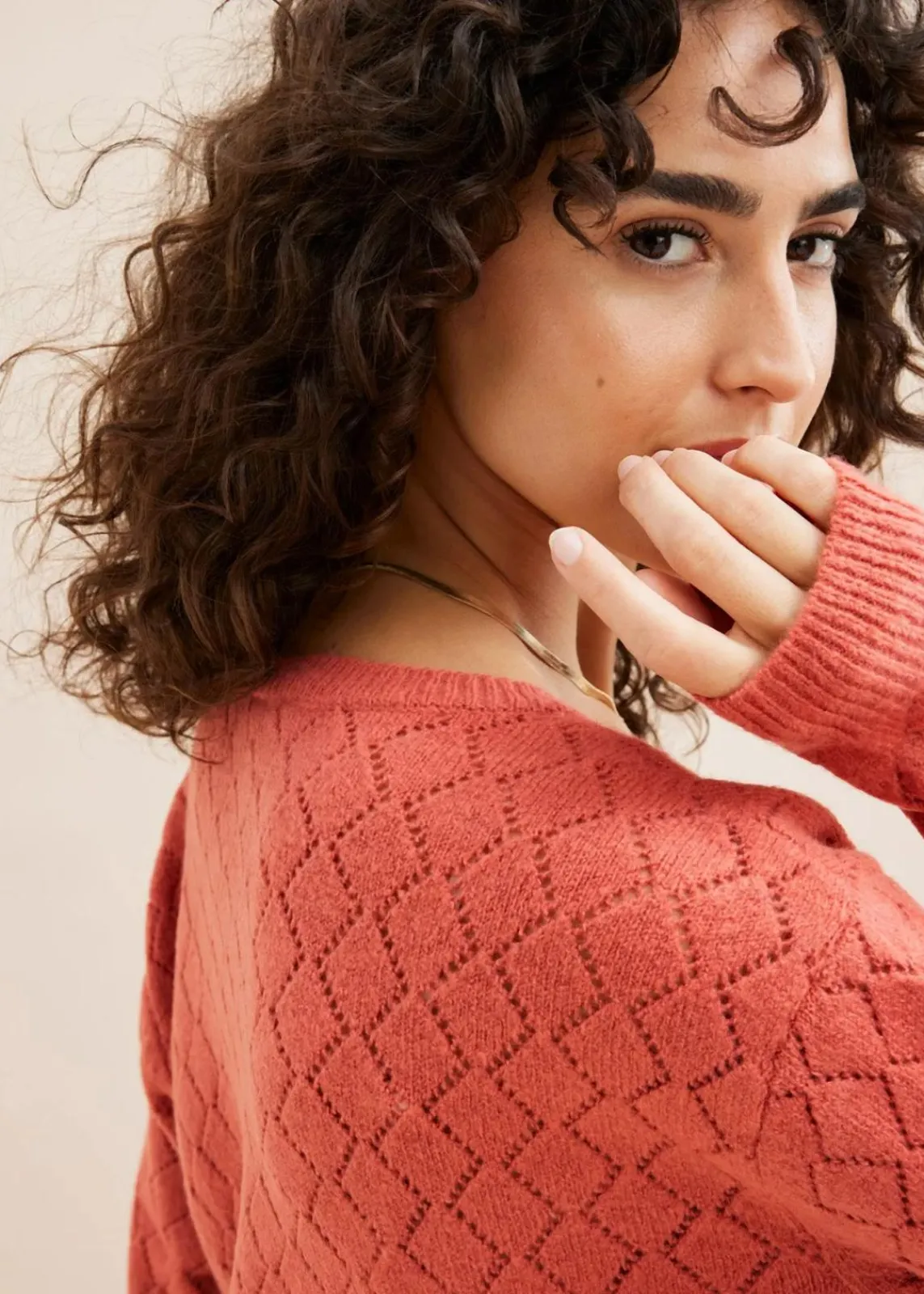 bonprix Bekleidung·Umstandsmode|Bekleidung·Jeans^Ajour-Pullover rhabarber