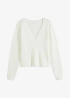bonprix Bekleidung·Umstandsmode|Bekleidung·Jeans^Ajour-Pullover wollweiß