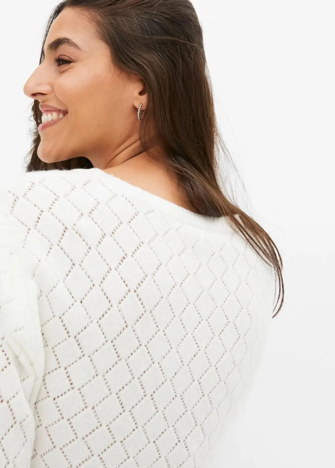 bonprix Bekleidung·Umstandsmode|Bekleidung·Jeans^Ajour-Pullover wollweiß