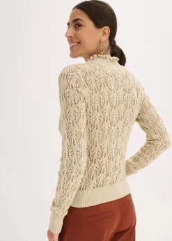 bonprix Bekleidung·Umstandsmode|Bekleidung·Jeans^Ajour-Pullover aus Baumwolle hellsand