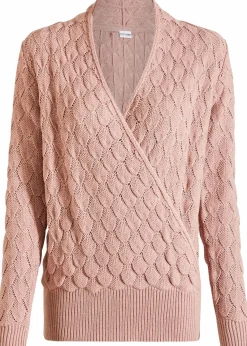 bonprix Bekleidung·Umstandsmode|Strickmode^Ajour-Pullover in Wickeloptik rosenholz