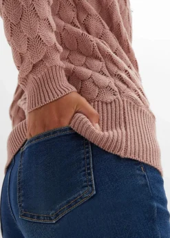 bonprix Bekleidung·Umstandsmode|Strickmode^Ajour-Pullover in Wickeloptik rosenholz