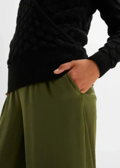bonprix Bekleidung·Umstandsmode|Strickmode^Ajour-Pullover in Wickeloptik schwarz