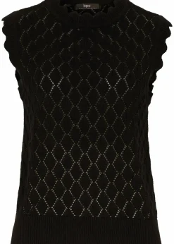bonprix Bekleidung·Umstandsmode|Bekleidung·Jeans^Ajour-Pullunder aus Baumwoll-Mix schwarz