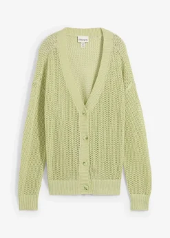 bonprix Bekleidung·Umstandsmode|Bekleidung·Jeans^Ajour-Strickjacke kreidegrün