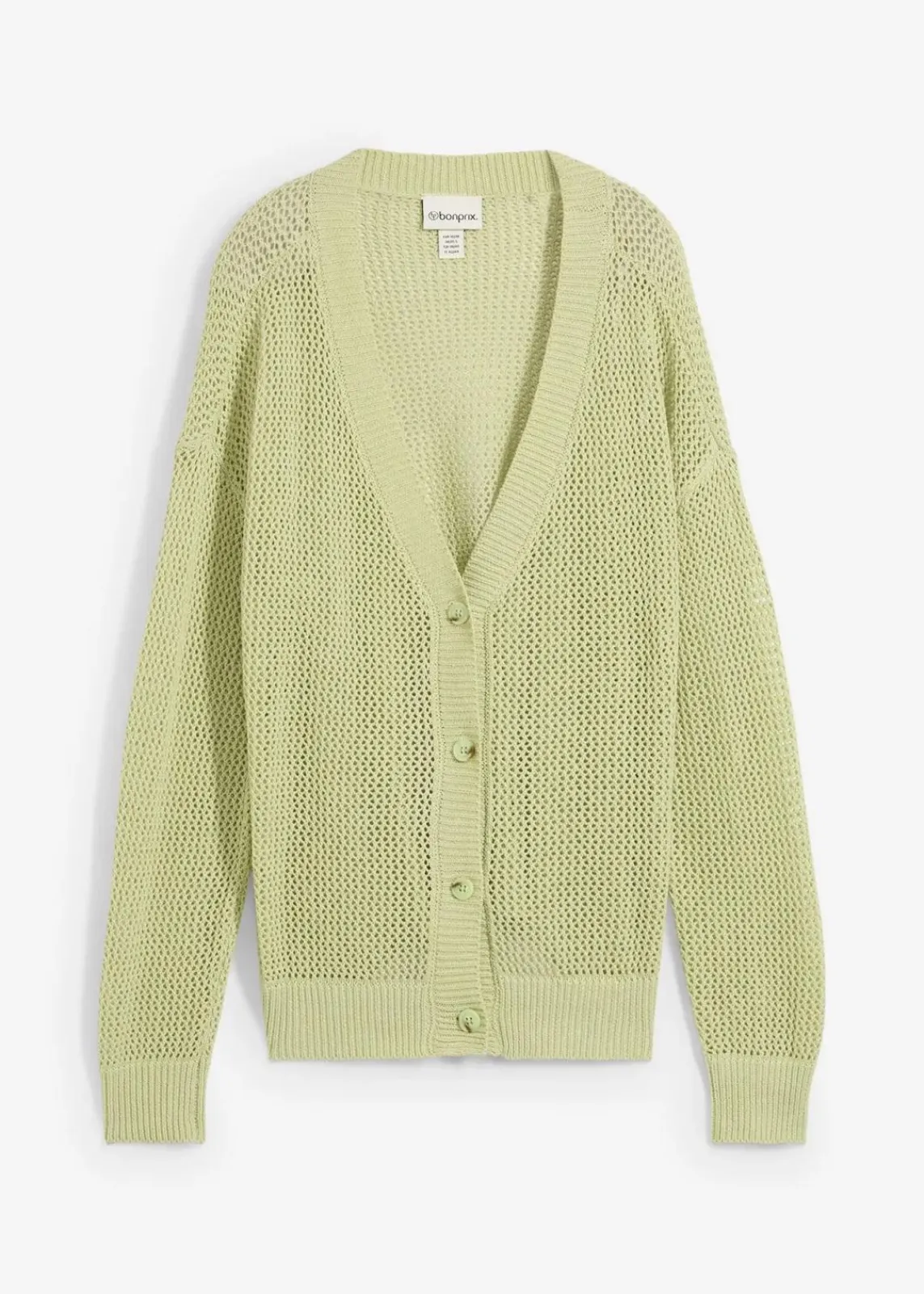 bonprix Bekleidung·Umstandsmode|Bekleidung·Jeans^Ajour-Strickjacke kreidegrün
