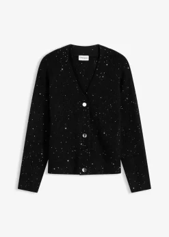 bonprix Pullover & Strickjacken|Strickmode^Ajour-Strickjacke schwarz
