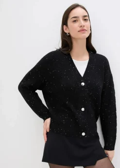 bonprix Pullover & Strickjacken|Strickmode^Ajour-Strickjacke schwarz