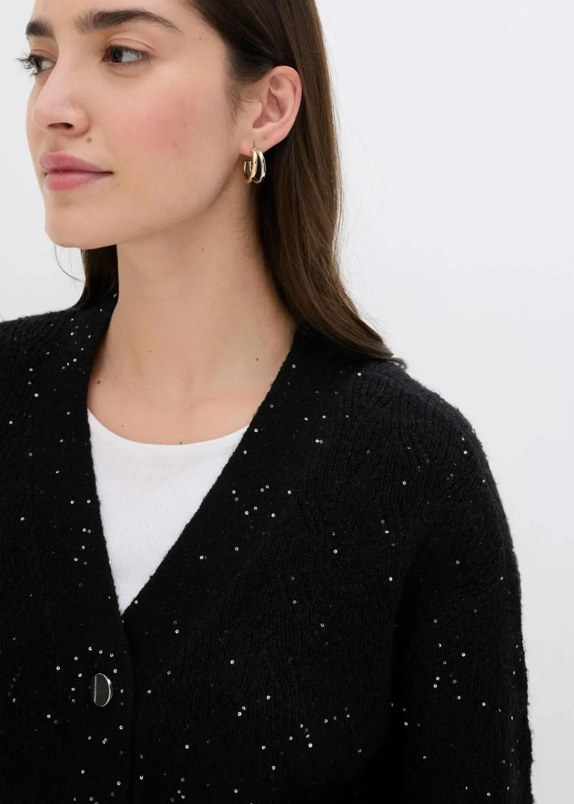 bonprix Pullover & Strickjacken|Strickmode^Ajour-Strickjacke schwarz