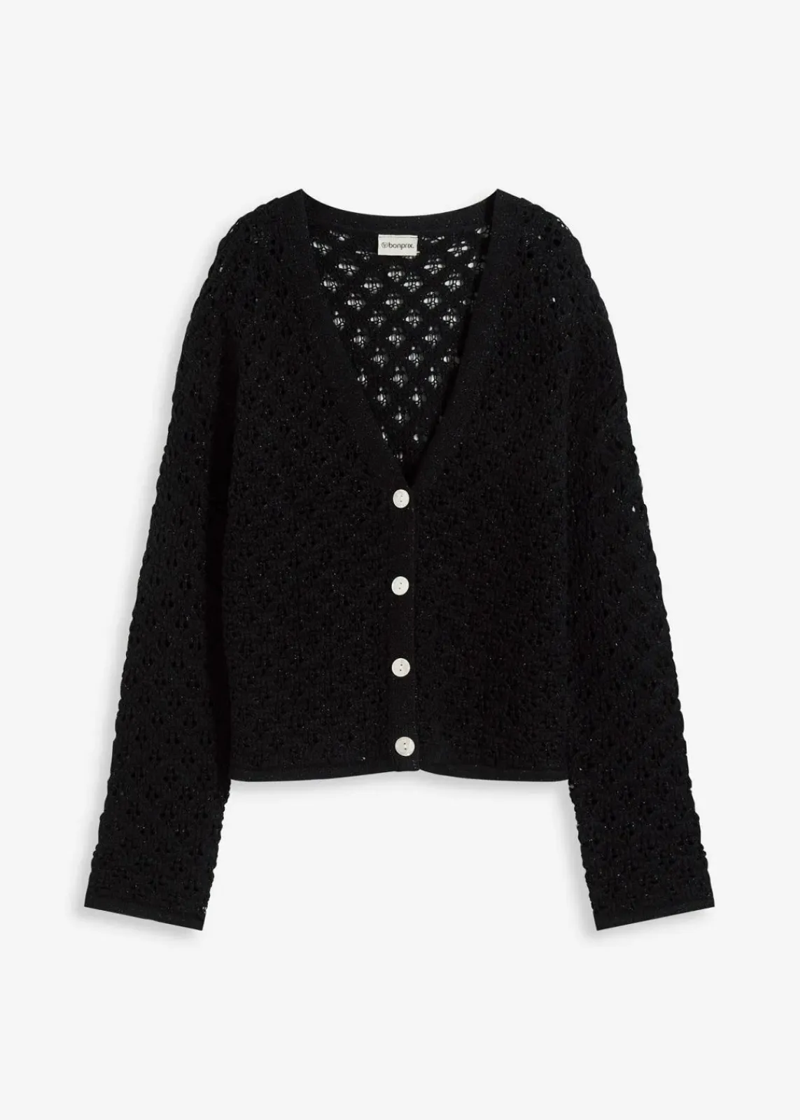 bonprix Bekleidung·Umstandsmode|Pullover & Strickjacken^Ajour-Strickjacke schwarz