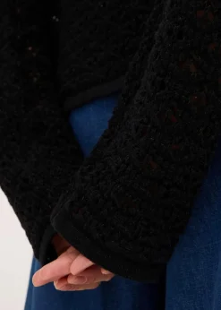 bonprix Bekleidung·Umstandsmode|Pullover & Strickjacken^Ajour-Strickjacke schwarz