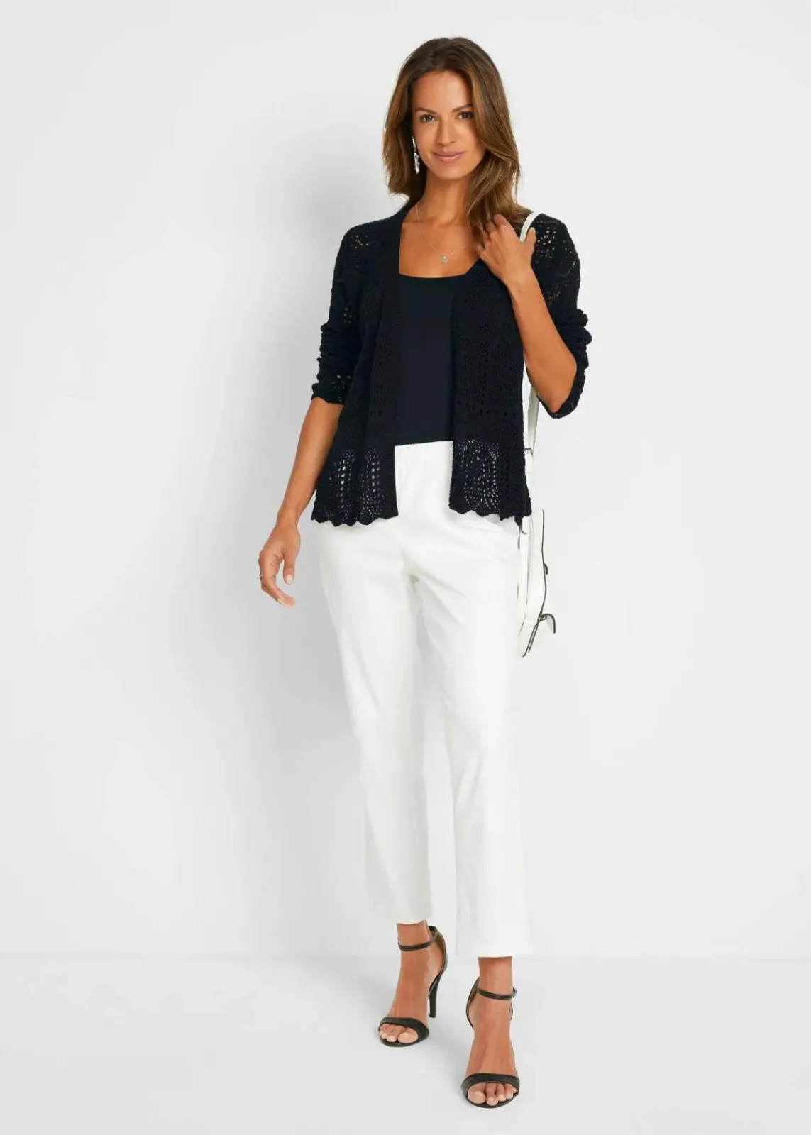 bonprix Bekleidung·Umstandsmode|Strickmode^Ajour-Strickjacke schwarz
