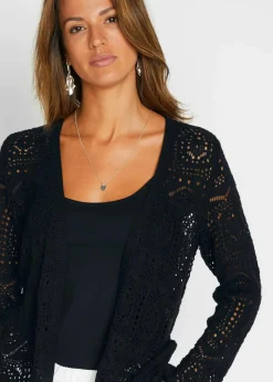 bonprix Bekleidung·Umstandsmode|Strickmode^Ajour-Strickjacke schwarz