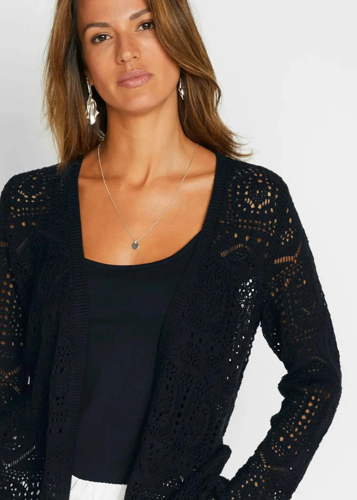 bonprix Bekleidung·Umstandsmode|Strickmode^Ajour-Strickjacke schwarz