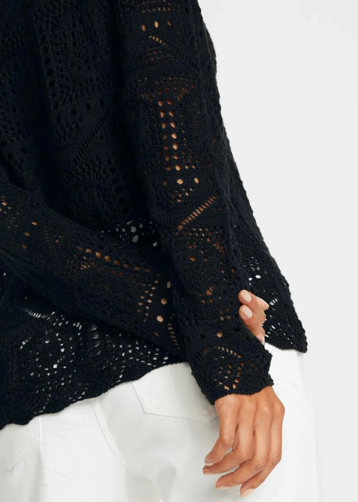 bonprix Bekleidung·Umstandsmode|Strickmode^Ajour-Strickjacke schwarz