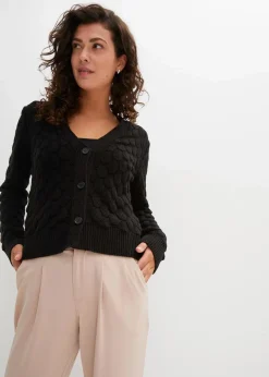 bonprix Bekleidung·Umstandsmode|Strickmode^Ajour-Strickjacke schwarz