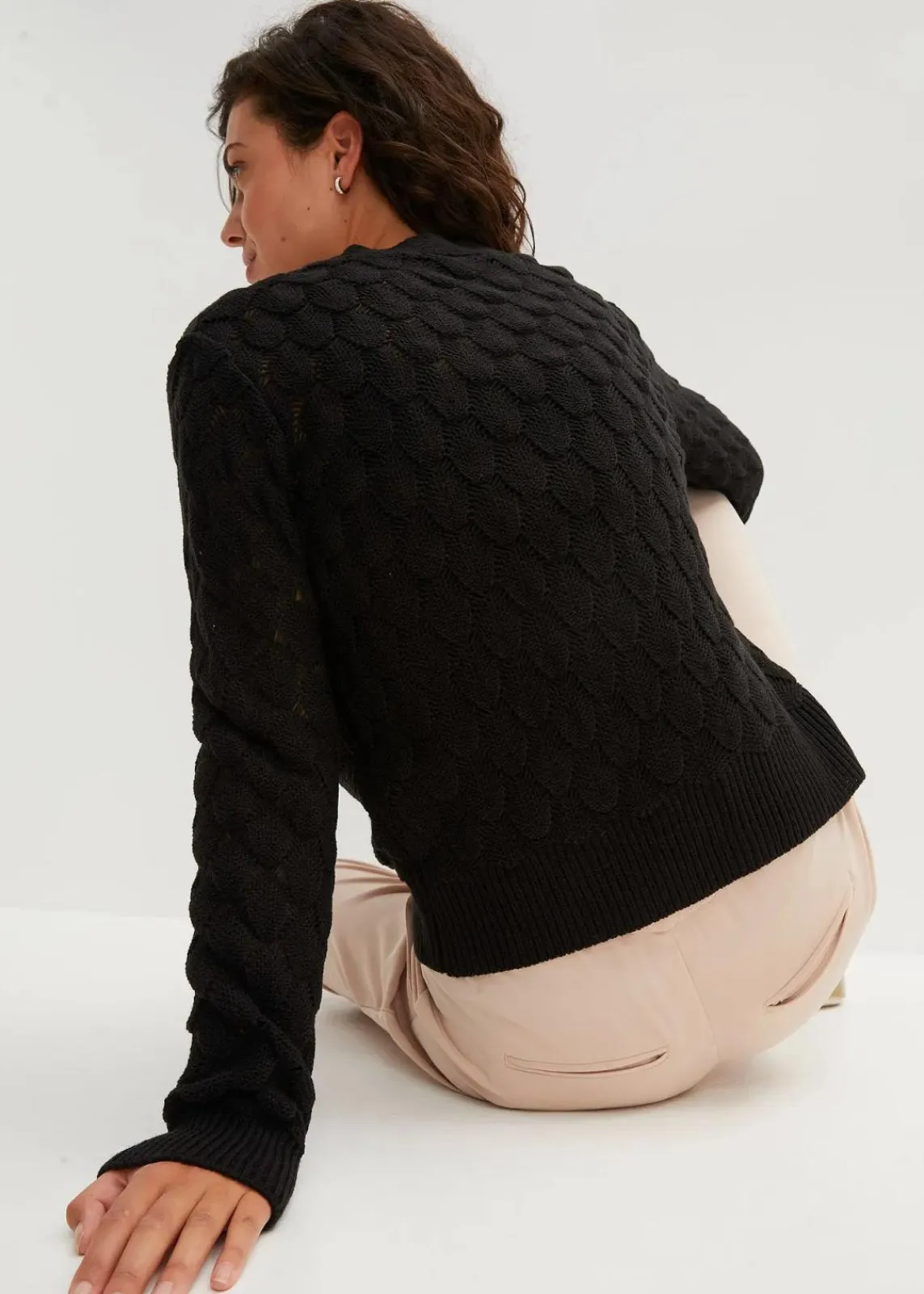 bonprix Bekleidung·Umstandsmode|Strickmode^Ajour-Strickjacke schwarz