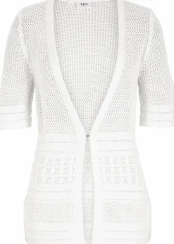 bonprix Bekleidung·Umstandsmode|Bekleidung·Jeans^Ajour-Strickjacke wollweiß